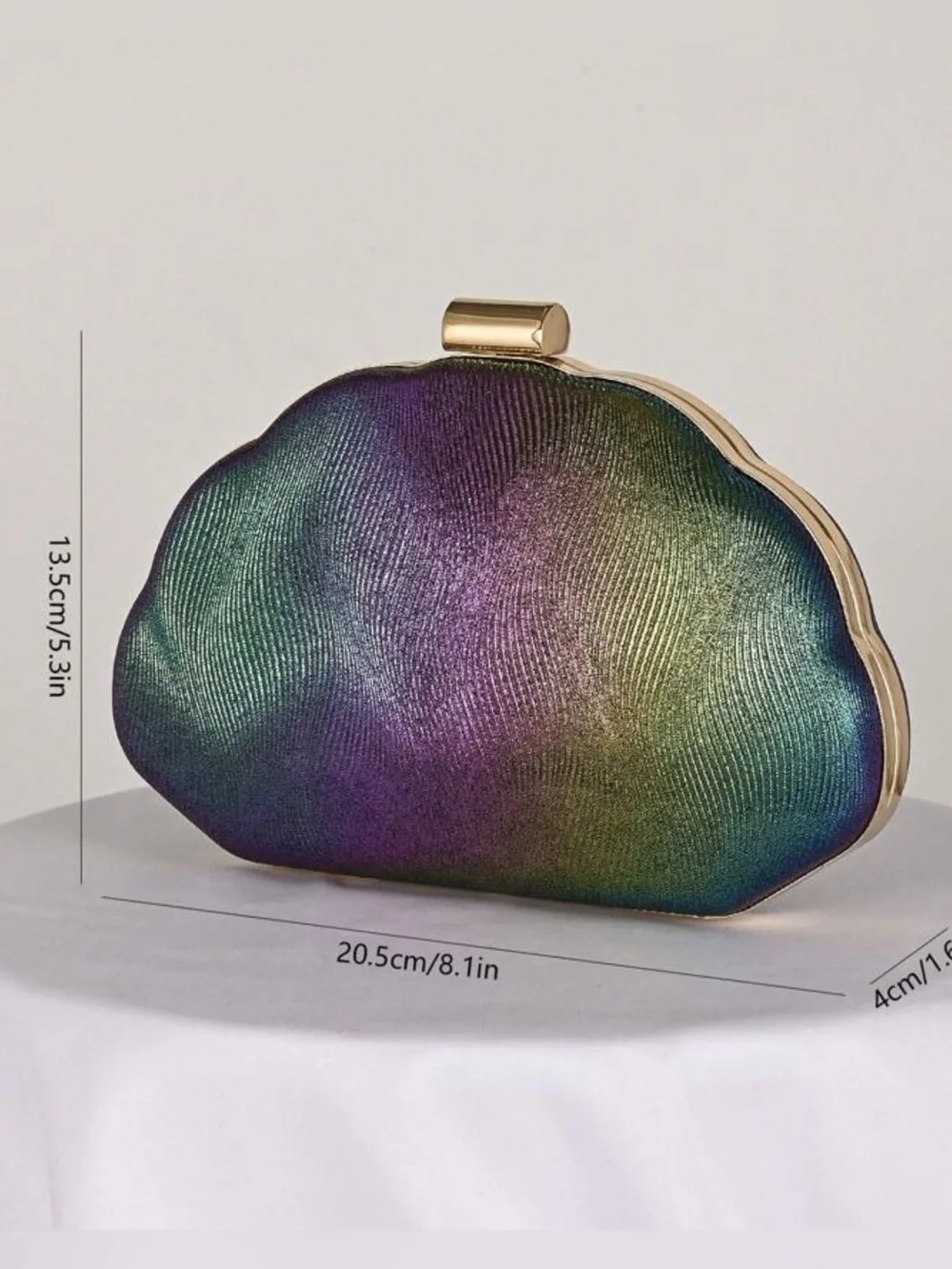 Iridescent Shell Clutch Wristlet in Green & Purple